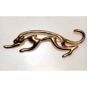 Piscitelli Jaguar Brooch Goldtone Vintage 3.5 In L